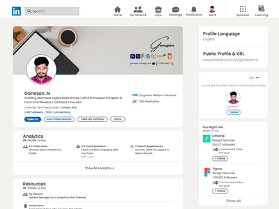 LinkedIn Profile Design - Figma Creation animation figma graphicdesign linkedinprofile professionaldesign profilepage responsivedesign uidesign webdesign wireframing