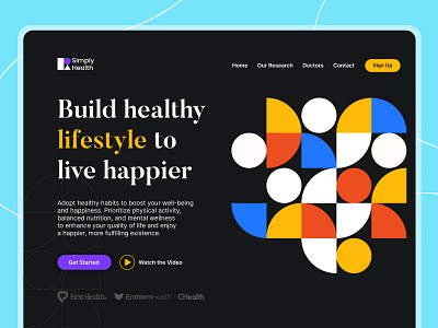 Simply Health branding design designerachit digital art editorial geometric graphic design health health app health ui illustration landing page logo pattern typo typography ui ui design ui ux web