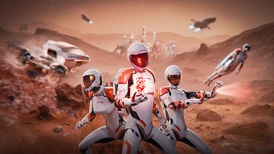 Mars Exploration 3d animation astronaut blender desert exploration futuristic landing launch loading mars mech mining mobile photoshop robot rover space videogame