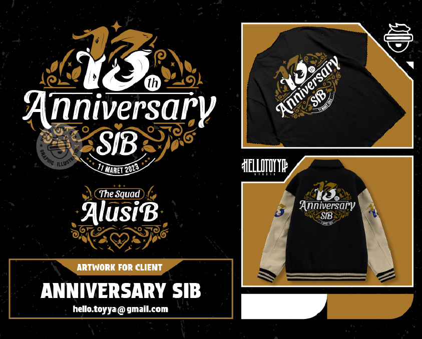 (SOLD OUT) 13th SIB Anniversary, Artwork for T-shirts anniversary apaprel artwork batik branding clothing commission work decorative design for sale illustration merchandise ornament print product design project retro streetwear tshirt design typography vintage logo