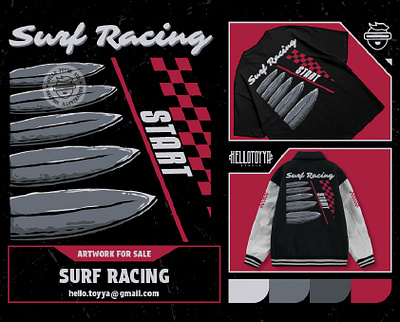 (DESIGN FOR SALE) Surf Racing Artwork for Merchandise/T-shirt apparel artwork branding clothing designforsale graphic design illustration logo merchandise mockup ocean poster print product design racing sticker streetwear surf surfing tshirt design