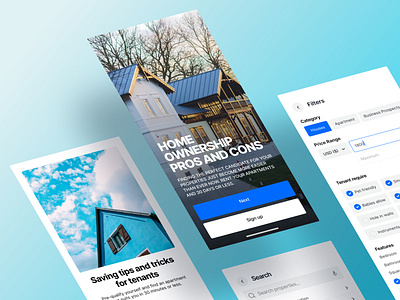 Real estate App UI air bnb android app apartment app buy hotel house ios app land lord mobile mobile app property app real estate real estate agency real estate agent realtors rent property tenant ui uix