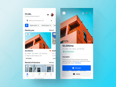 Real estate App UI air bnb android app apartment app buy hotel house ios app land lord mobile mobile app property app real estate real estate agency real estate agent realtors rent property tenant ui uix