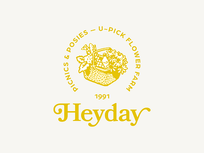 Flower Farm Heyday Sub-brand brand strategy branding color palette design flower farm graphic illustration logo logotype organic picnic vector wild