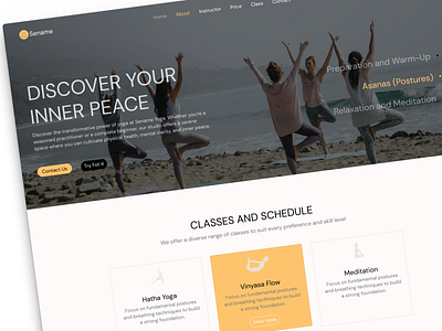 Sename - Figma Template for Yoga and Meditation Website framer framer template framer website meditation ui webdesign yoga