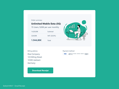 Email Receipt 017 daily dailyui dailyui017 design email graphic design green illustration mail receipt simple ui ux