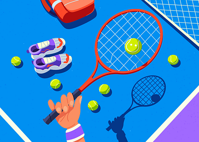 Tennis 2d animation art ball cartoon court illustration illustrator olympics racket tennis vector