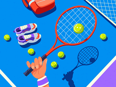 Tennis 2d animation art ball cartoon court illustration illustrator olympics racket tennis vector