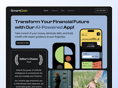 AI-powered financial app ai appdesign budgeting datavisualization expensetracking financeapp financialgoals financialhealth financialwellness fintech investment mobileapp personalfinance savings smartcoin uiux userexperience