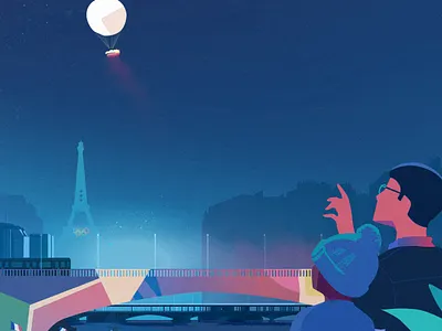 "Paris 2024." artwork design digital illustration digitalart eiffel tower games illustration illustrator night olympics paris paris2024 pop art