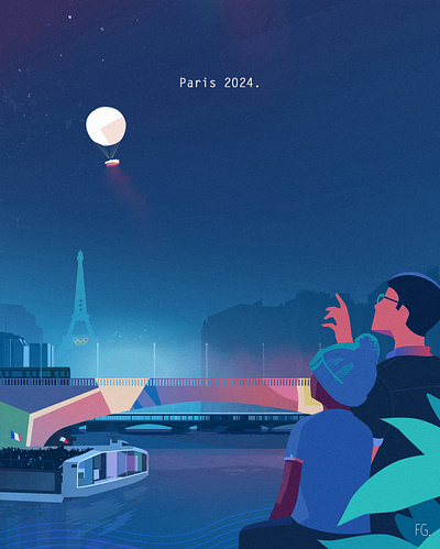 "Paris 2024." artwork design digital illustration digitalart eiffel tower games illustration illustrator night olympics paris paris2024 pop art