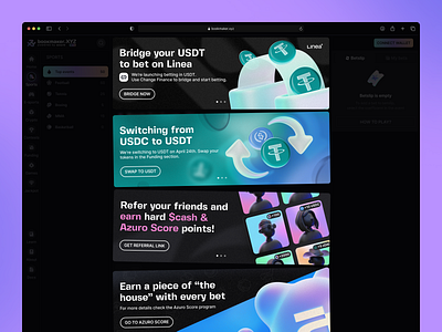 Bookmaker.xyz: Banners banner banners betting brand branding crypto dark design gambling graphic graphic design modern neon promo promotion typography ui ux wallet web