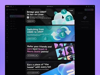 Bookmaker.xyz: Banners banner banners betting bookmakerxyz branding crypto dark design gambling graphic graphic design modern neon promo promotion typography ui ux wallet web