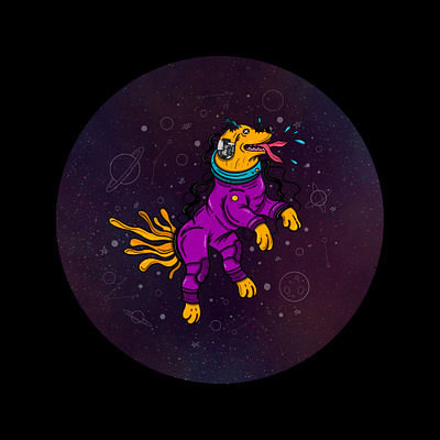 A Spacefull Dog. cartoon illustration pop art