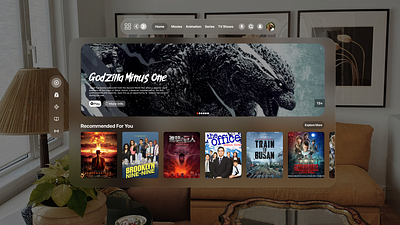 Spatial UI - Stream App UI Concept apple apple vision pro ar figma movie music ott spatial ui ott platform stream ui uiux ux vision pro