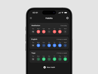 Habit tracker App app dark habit ios mobile tracker ui