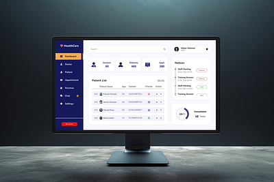 Health Care Dashboard appointment dashboard doctor health care health care dashboard patient revenue ui