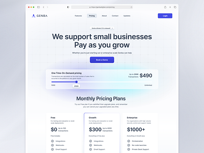 Genba Digital - Pricing Page b2b billing clean flat minimal plans pricing pricing page product design saas startup subscription ui ux website