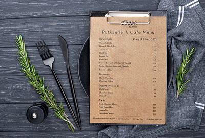 Restaurant menu branding graphic design