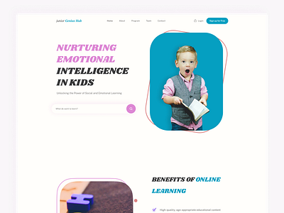 Online learning website for kids academy branding children clean courses design education education platform interface kids elearning landing page learning platform online class onlinecourse onlinelearning study teaching ui ux webdesign