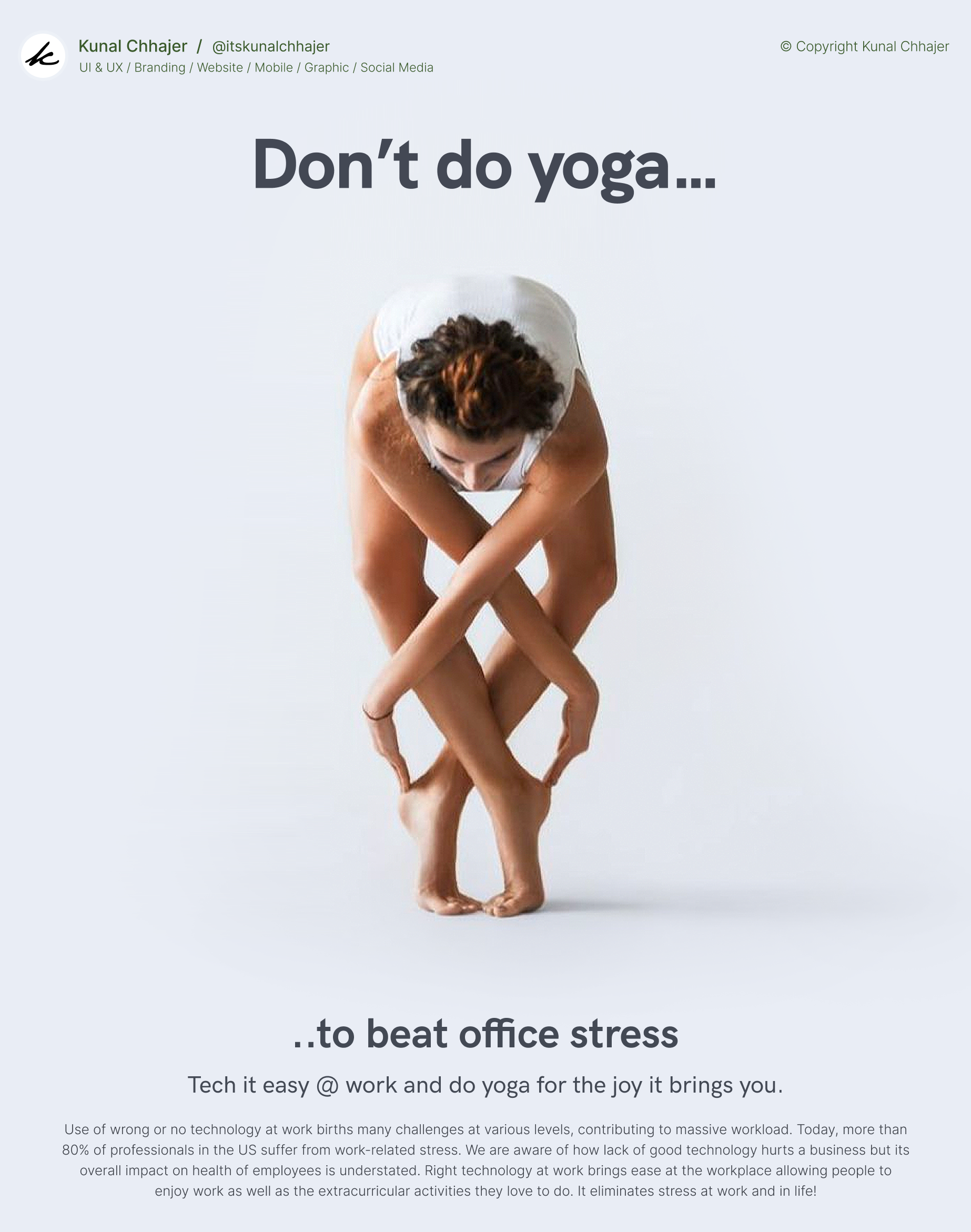 Boost Work Life | Creative poster design creative design creative thinking design kunal chhajer minimal artwork minimal design poster smoking typography yoga poster