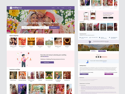 Wedding Bookings - Website Landing Page design elegant website landing page marriage landing page marriage website ui matrimony ui matrimony website uiux website wedding wedding bookings wedding homepage wedding planet wedding web wedding web ui