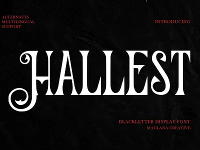Hallest Blackletter Display Font animation branding design font fonts graphic design illustration logo nostalgic