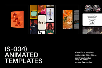 S-004 Animated Templates after effects template animated instagram animated instagram post animated iphone instagram template looping motion template motion template presentation template social media mockups ui template web design mockup website template