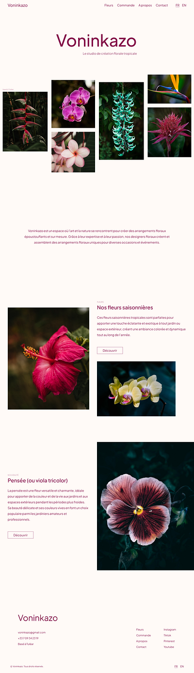 Le studio de création florale tropicale design ecommerce flowers ui userinterface ux