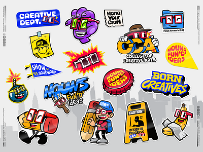 Nouns Fun'd' Ideas Sticker Pack banana character city creativedepartment design folder graphics illustration noogles pack pencil sticker vandal vector