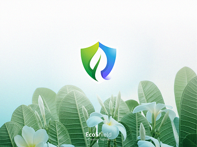 Eco Shield Logo abstract botanical combination computer data eco graphic design leaf nature online safety secure shield simple sky website