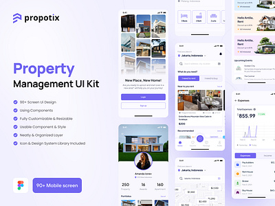 Property management - Mobile UI Kit app design branding components management ui kit minimal mobile mobile app mobile ui kit property property management real estate real estate agency real estate app rent rental app rental mobile ui kit saas ui ui design ui kit