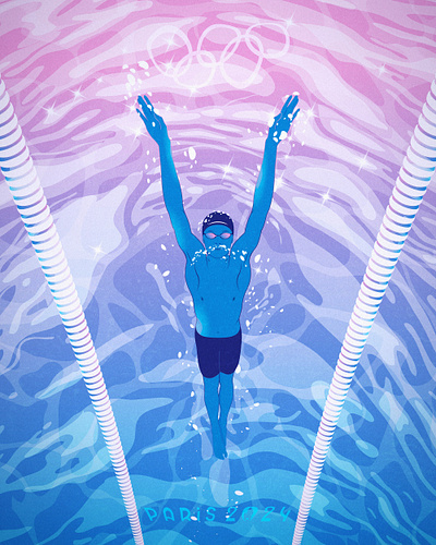 Paris 2024 Olympics Art: Day 2 art design digital games graphic illustration olympics paris paris2024 poster sport swimming