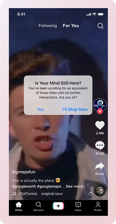 TikTok "Snap Out Of It" Prompt app design product design product designer ui uxdesign