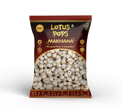 Makhana / Fox nuts Pouch Design box design branding fmcg packaging food food packaging fox nuts foxnuts pouch design indian fooc label design logo design makhana makhana pouch design mockup mockup design pouch design product design product packaging