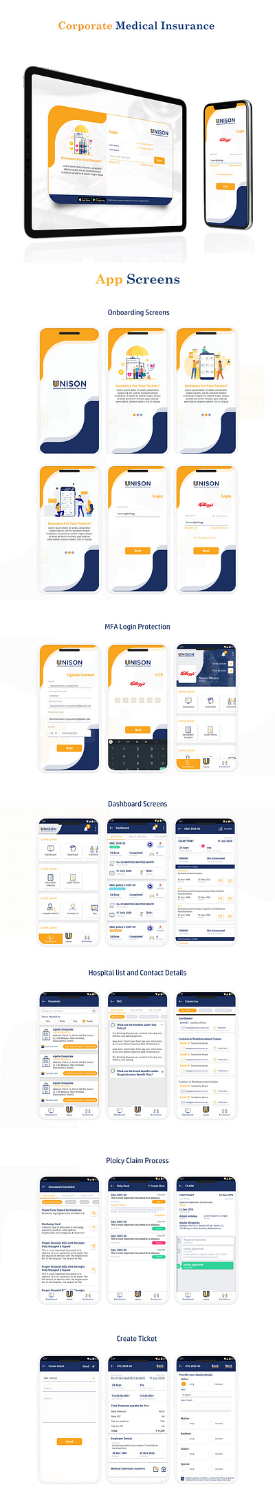 Medical Insurance Mobile App ui design