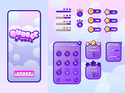 Bubble game UI bubble bubblegum chunky cloud coin cute figma game game design game ui level mobile mobile game pink star ui ui design ux ux ui win