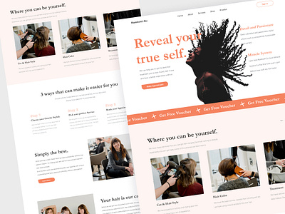 Beauty Salon Website Design barber shop beauty design hair cut hair salon hair style landing page ui ui design uiux user experience user interface ux ux design web design website woman