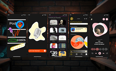Podcast Mobile Application app design mobile podcast typography ui ux vector