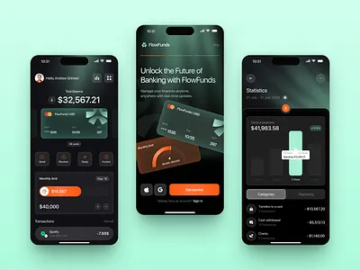 FlowFunds - Fintech Mobile App app app design branding finance financial fintech fintech website illustration investment ios ios app mobile mobile app mobile design product design typography ui uiux ux web design
