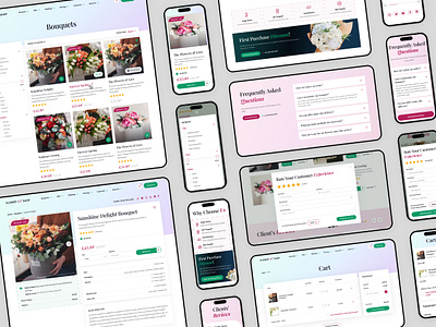 Flower Shop Website – Inner pages (product, category, cart etc.) business case study colourful desktop e commerce ecommerce figma flower interface mobile online shop product shopping store ui ui ux ux web web ui website