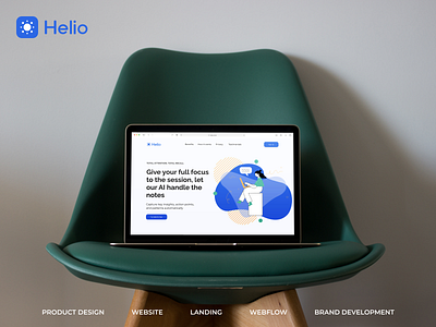 Helio - AI-Powered Digital Notebook for Sessions ai brand development brand identity case study designprocess digital dribbble landing logo product design webdesign webflow website