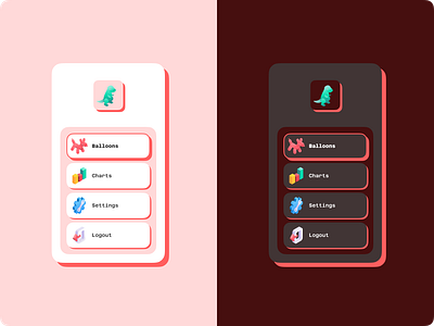 T-Rex • Menu 3d dark darkmode dribbble fun graphic design menu ui web webapp