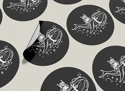 THE SPACE WHALE RIDE STICKER DESIGN illustration pop art sticker sticker design
