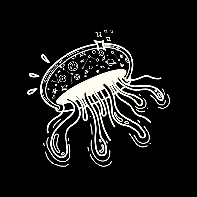 THE SPACEFULL JELLYFISH STICKER DESIGN cartoon illustration pop art sticker