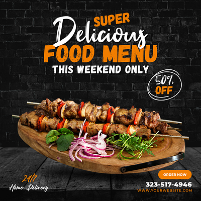 Super delicious food menu adobe photoshop banner black burger design food graphic design