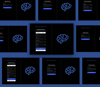 Sign up page ai dark dark theme forget password log in machine learning page sign up ui ui design website