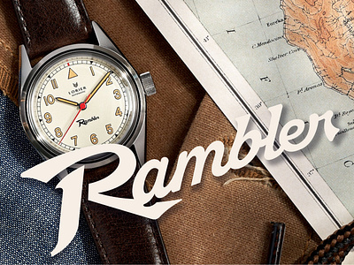 Rambler Logo - w/ Laurier Watches automotive aviation branding brandmark cursive font design graphic design lettering logo logo design logodesign logotype motorcycle print product design retro typography vintage watch