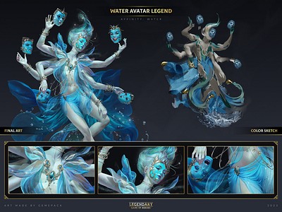 Water Avatar Legend 2d art cgi character character design concept concept art digital 2d digital art fantasy game game art game of heroes gamepack illustration legendary mobile games