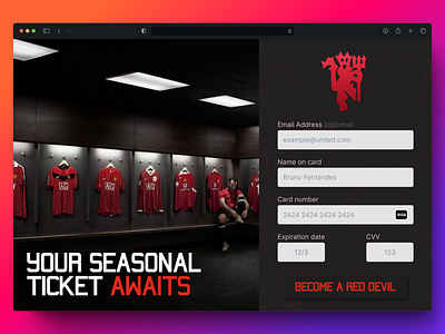 Checkout Page for Manchester United design football sport ui ux web